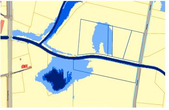 Volgens het overstromingsrapport hebben de percelen volgende scores: •	sectie A nr. 5A: P = B; G = o